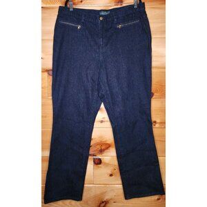 RALPH LAUREN LRL WOMENS BLUE STRETCH STRAIGHT LEG DENIM JEANS 16